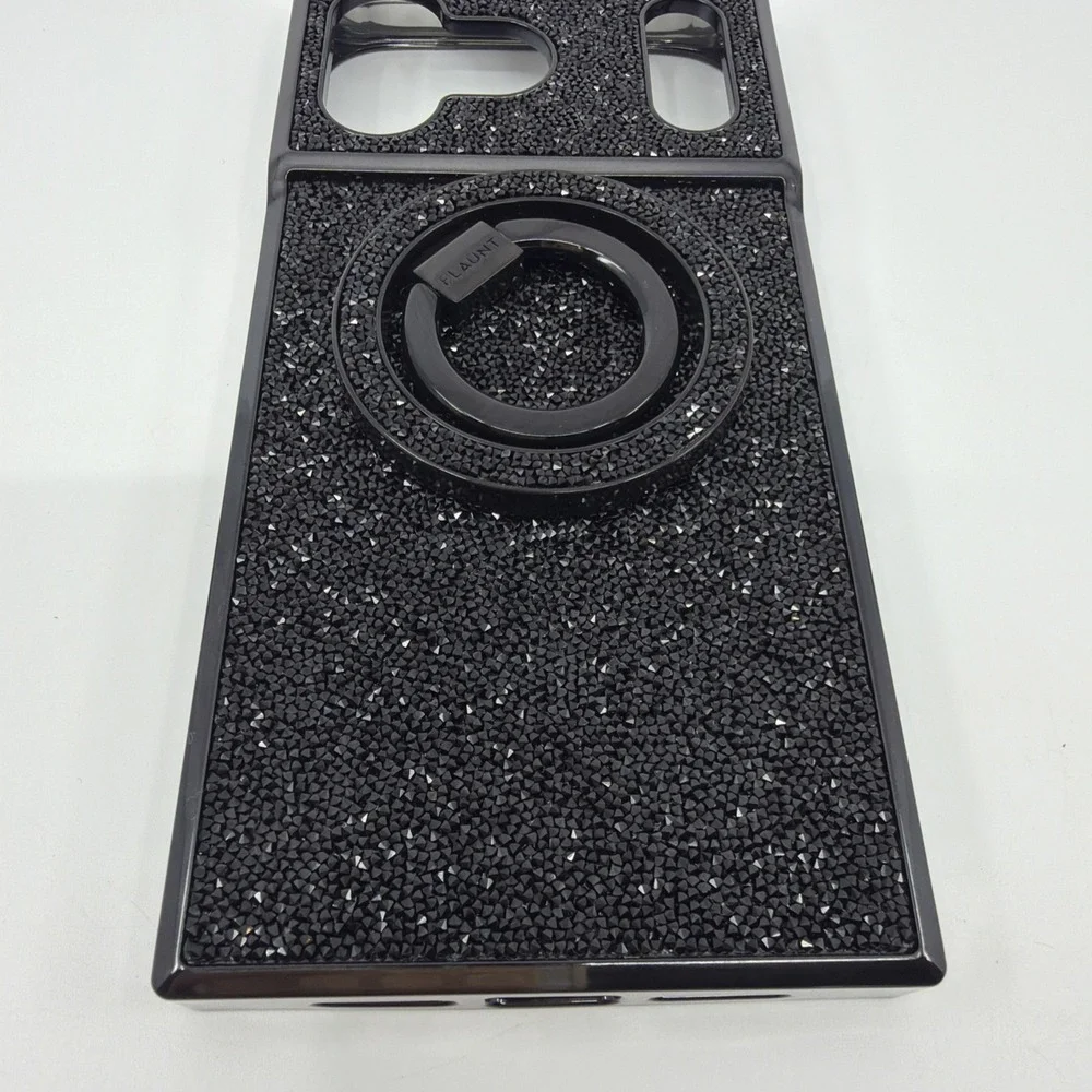 Elite Collection SQUARE iPhone 17 Pro Black Crystal Elegance Case W/ Phone Ring